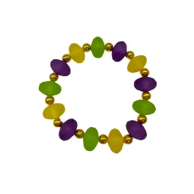 14mm Purple, Green, and Yellow Frosted Bead Bracelet (Dozen)