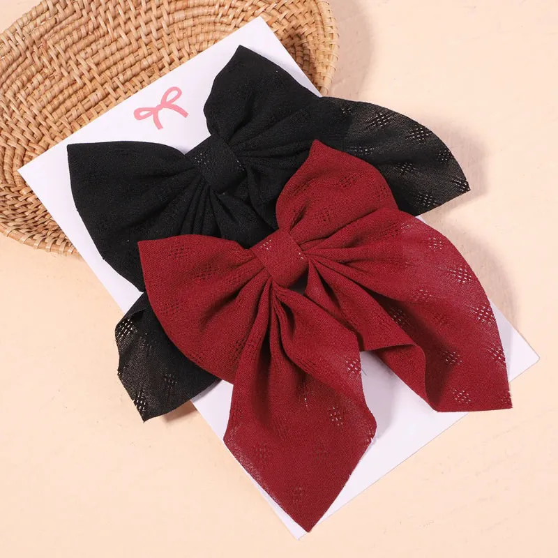 2 Pcs Set Adorable Prints Hair Clips Bow Accessories