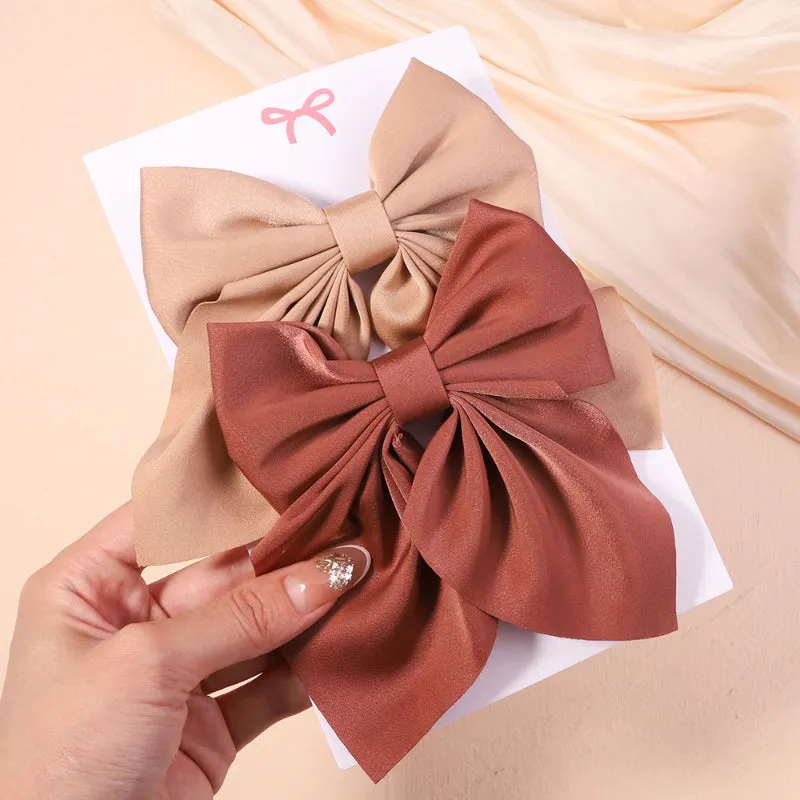 2 Pcs Set Adorable Prints Hair Clips Bow Accessories