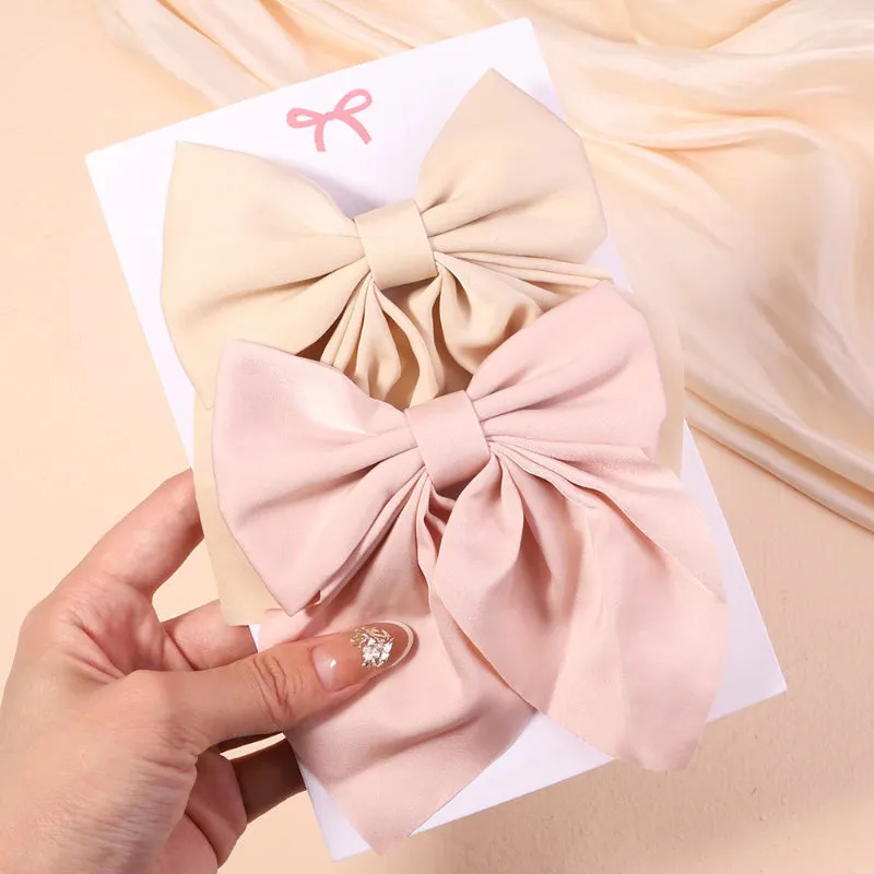 2 Pcs Set Adorable Prints Hair Clips Bow Accessories