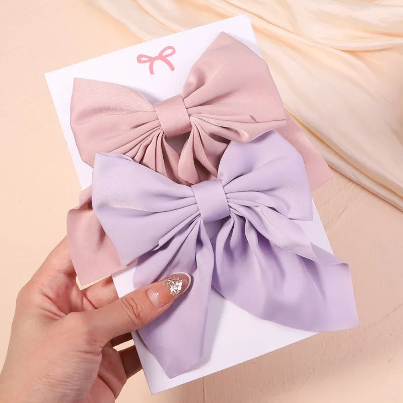 2 Pcs Set Adorable Prints Hair Clips Bow Accessories