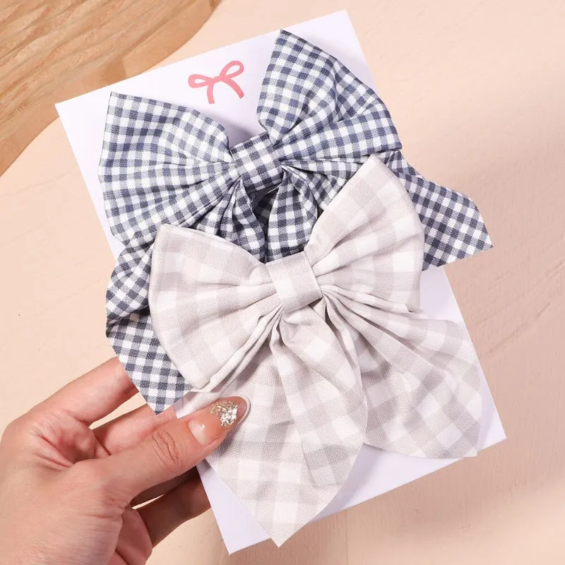 2 Pcs Set Adorable Prints Hair Clips Bow Accessories