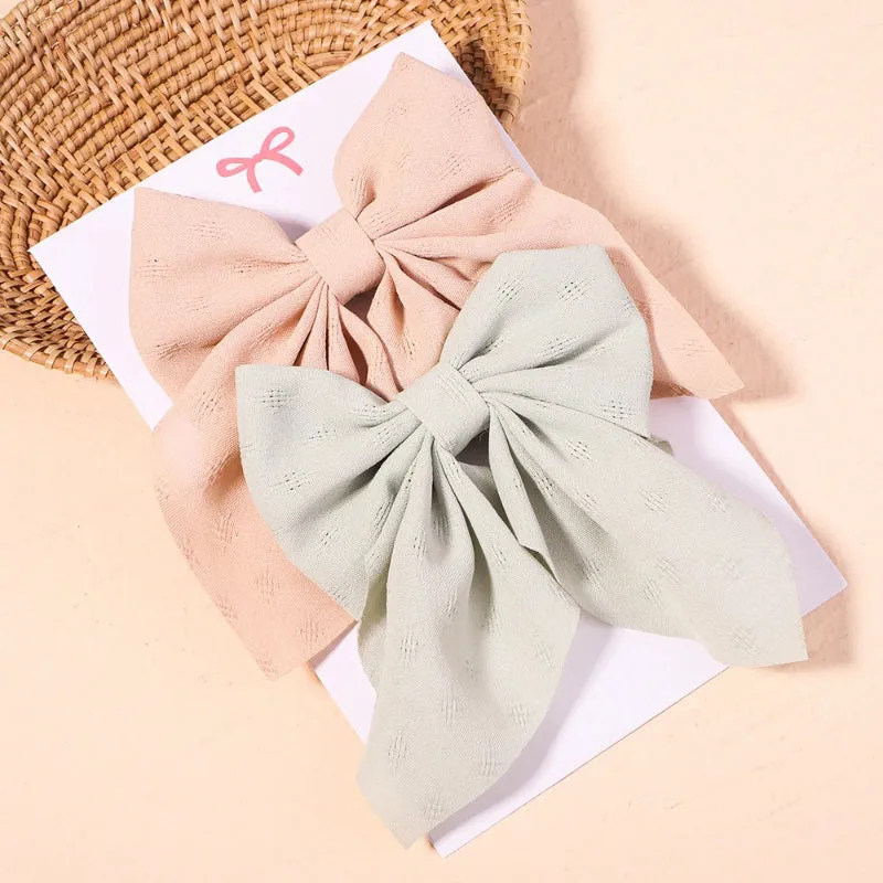 2 Pcs Set Adorable Prints Hair Clips Bow Accessories