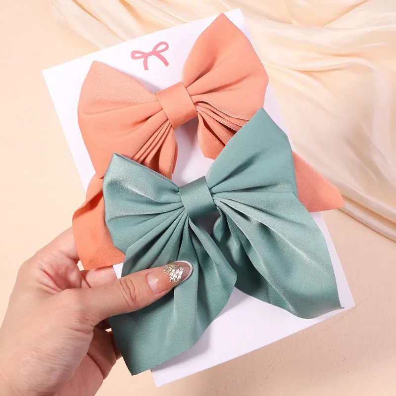 2 Pcs Set Adorable Prints Hair Clips Bow Accessories