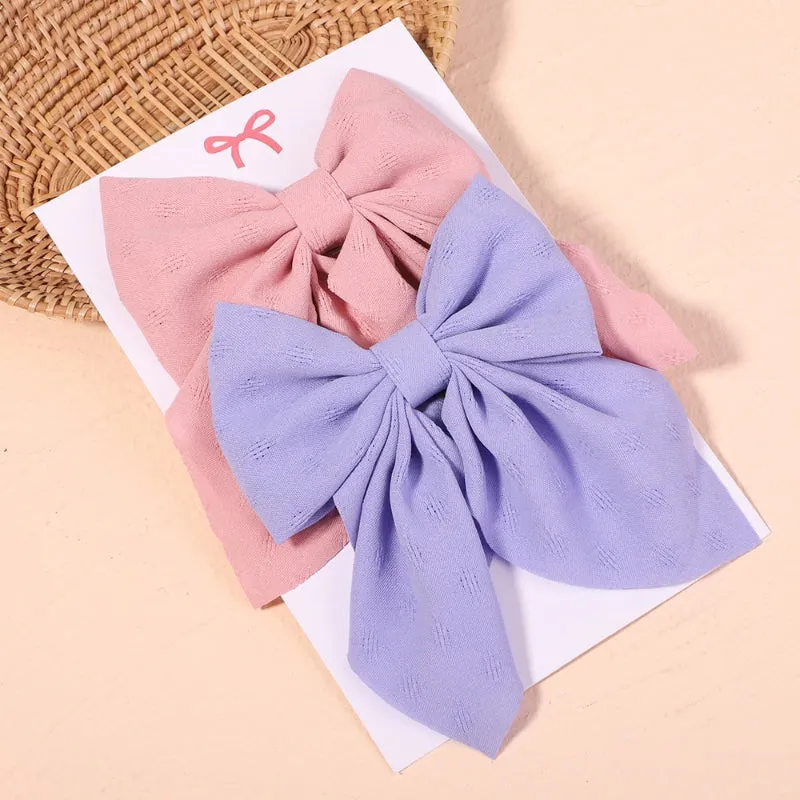 2 Pcs Set Adorable Prints Hair Clips Bow Accessories