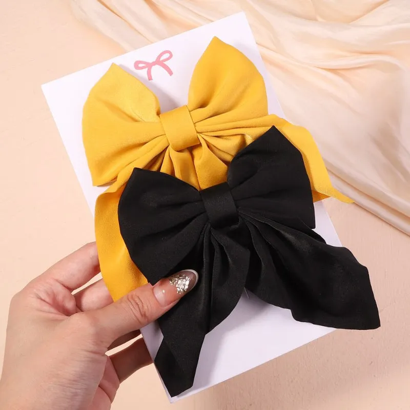 2 Pcs Set Adorable Prints Hair Clips Bow Accessories