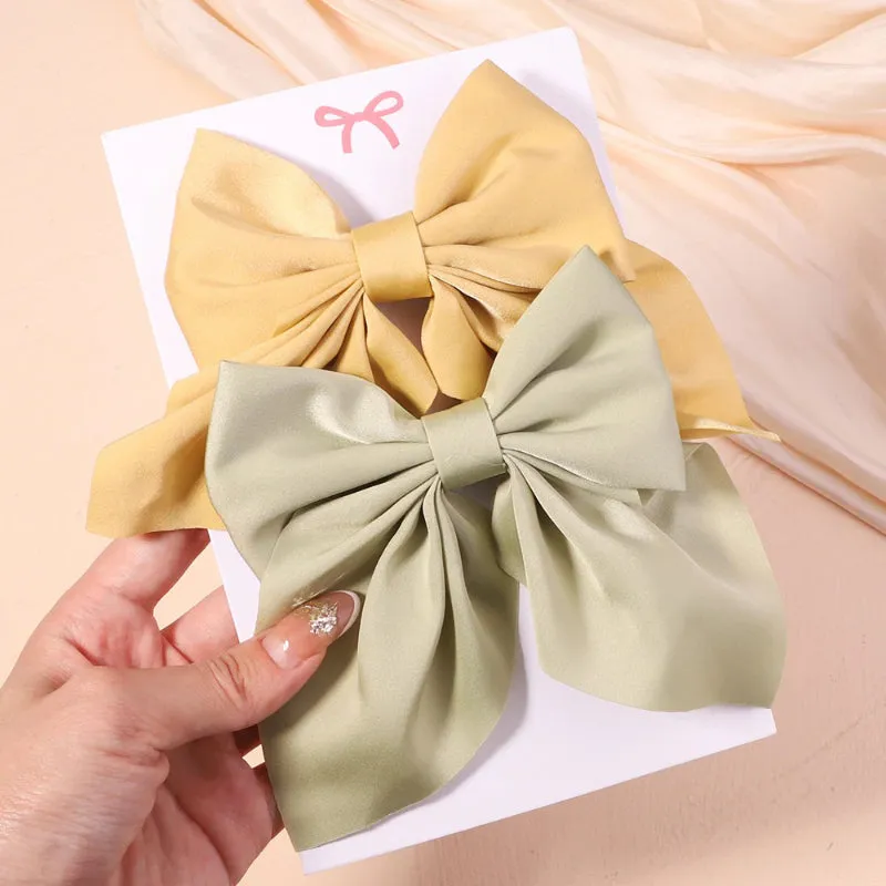 2 Pcs Set Adorable Prints Hair Clips Bow Accessories