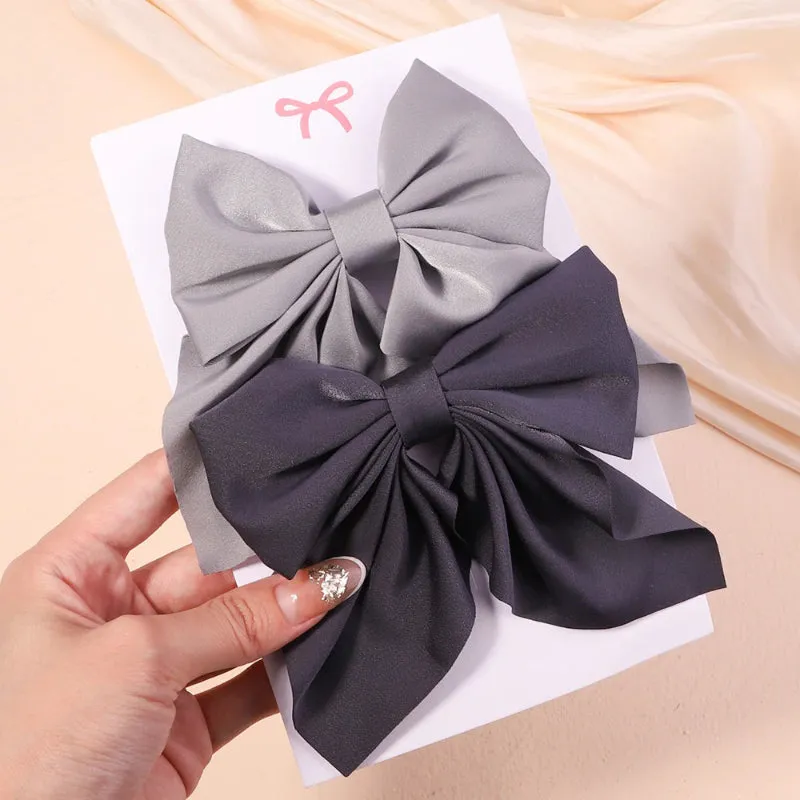 2 Pcs Set Adorable Prints Hair Clips Bow Accessories