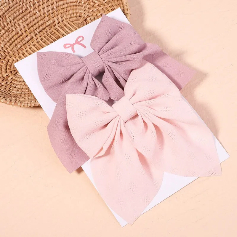 2 Pcs Set Adorable Prints Hair Clips Bow Accessories