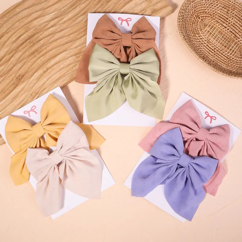 2 Pcs Set Adorable Prints Hair Clips Bow Accessories