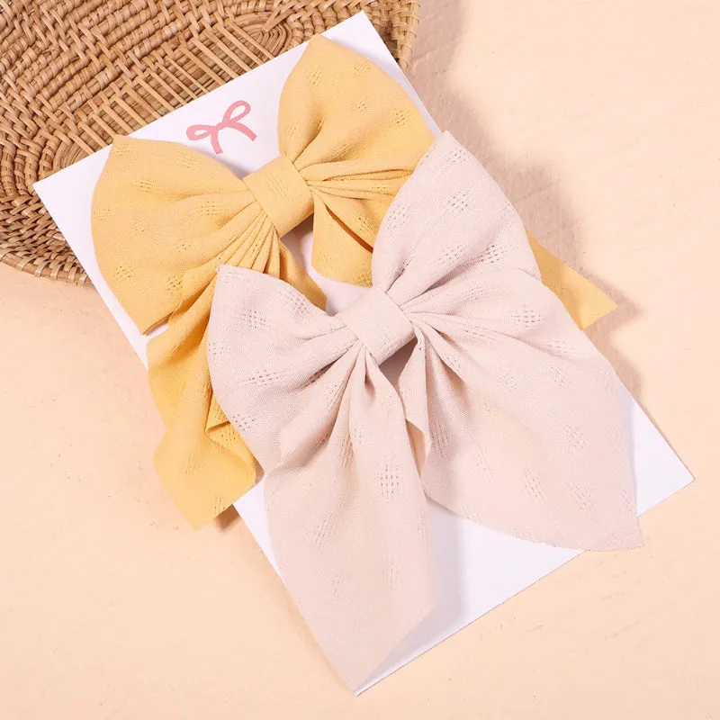 2 Pcs Set Adorable Prints Hair Clips Bow Accessories