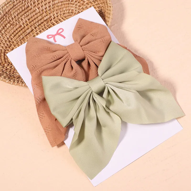 2 Pcs Set Adorable Prints Hair Clips Bow Accessories