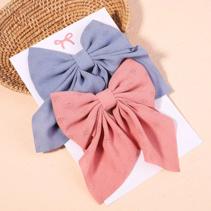 2 Pcs Set Adorable Prints Hair Clips Bow Accessories