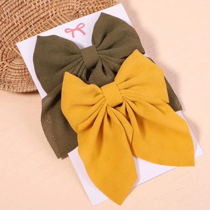 2 Pcs Set Adorable Prints Hair Clips Bow Accessories