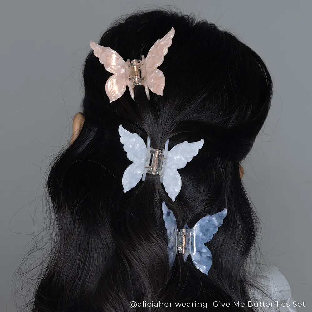 3 Butterfly Hair Jaw Clips