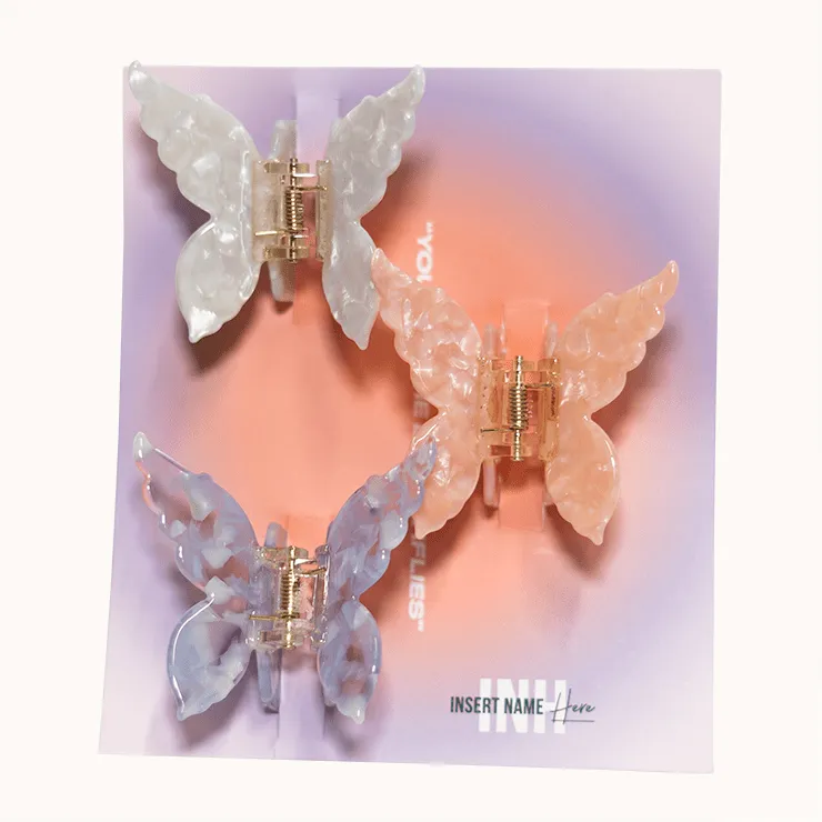 3 Butterfly Hair Jaw Clips