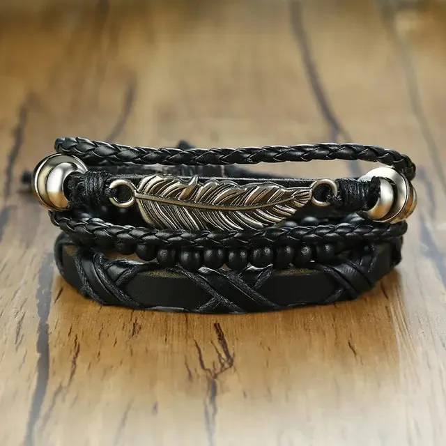 4 Piece Set Braided Bracelets