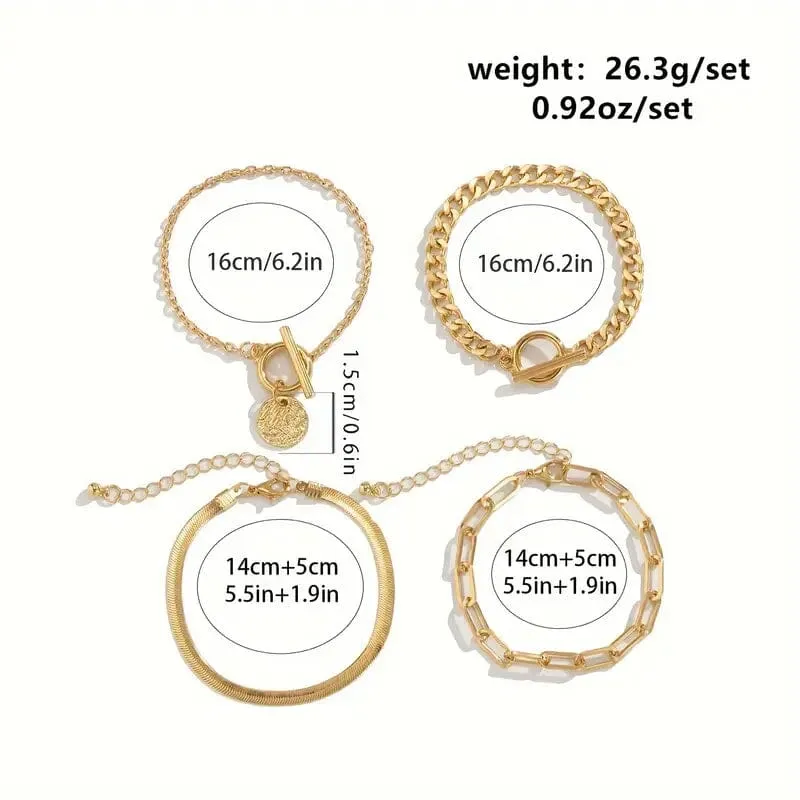 4-Piece Set: Women's Simple Fashion Bracelets