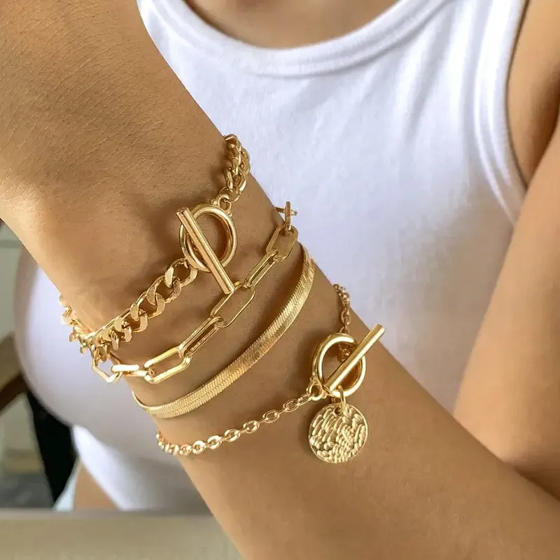 4-Piece Set: Women's Simple Fashion Bracelets