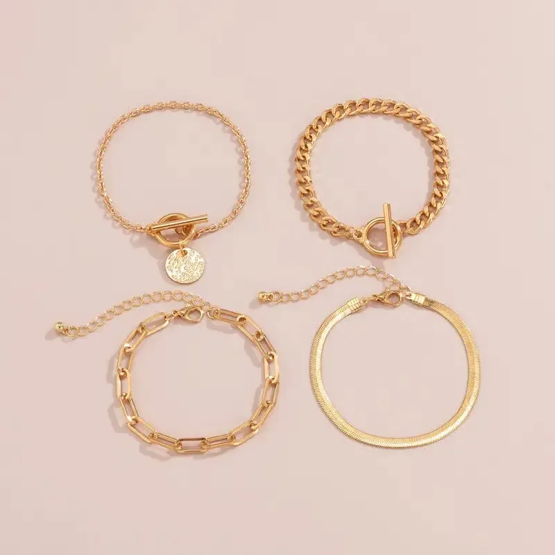 4-Piece Set: Women's Simple Fashion Bracelets