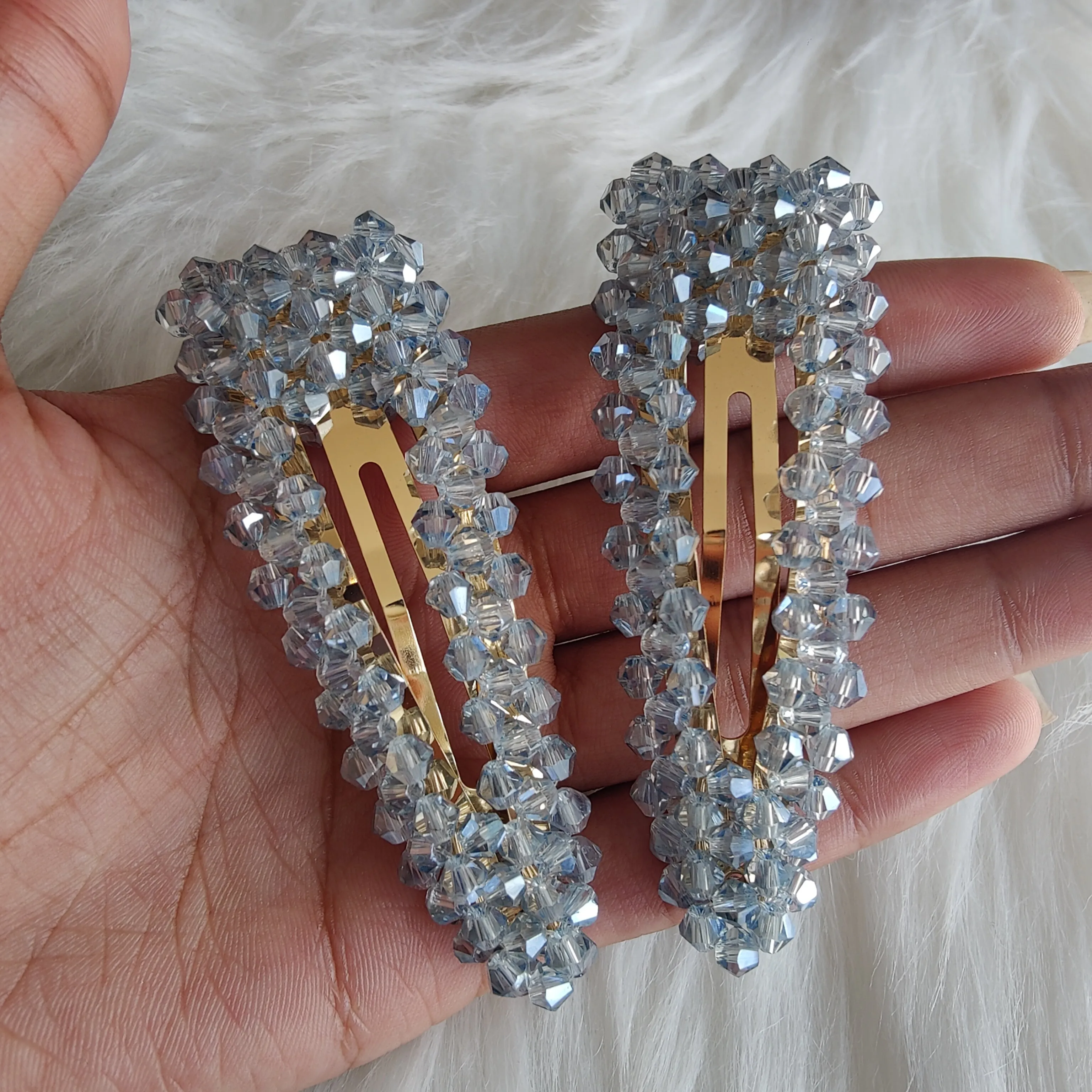 Alani Crystal Hair Clip in Blue