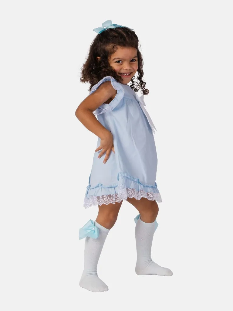 Baby Girl Rina Collection Spanish Dresses Set with Bows-Baby Blue