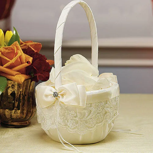 Beverly Clark French Lace Collection Flower Girl Basket Ivory