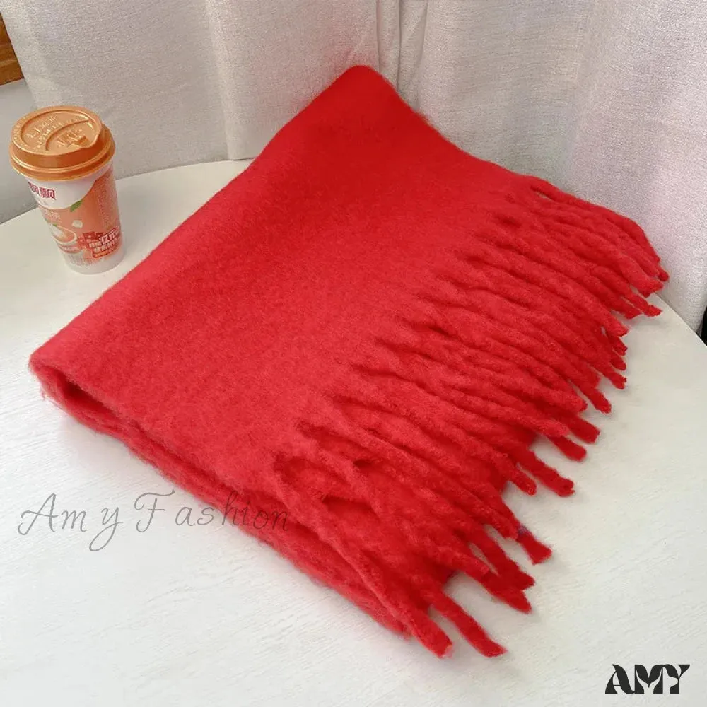 Cashmere Scarves for Women - Thick and Warm Muffler with Tassel Detail