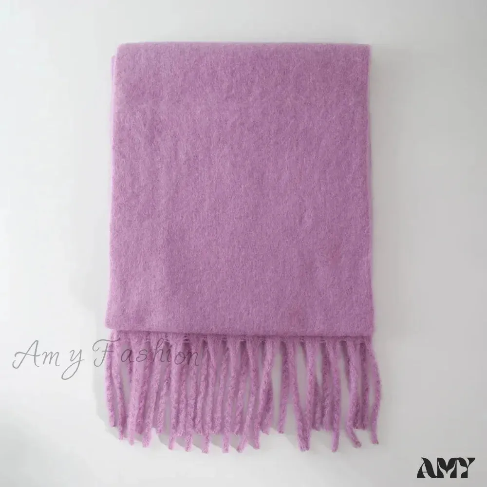 Cashmere Scarves for Women - Thick and Warm Muffler with Tassel Detail