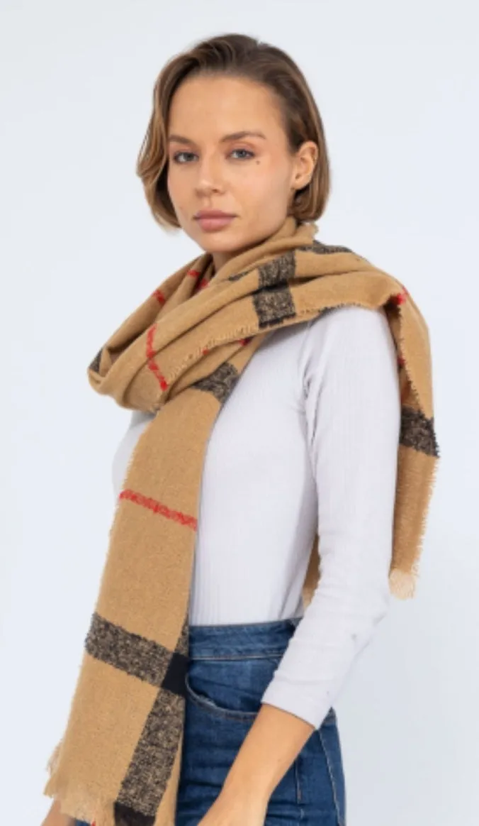 Check wool mix scarves