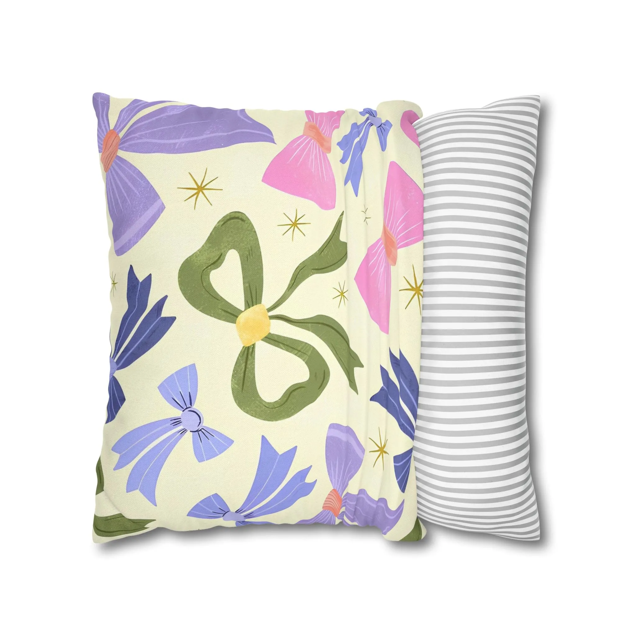 Colorful Festive Bows Cushion Cover - Spun Polyester Square Pillowcase - Available in 4 sizes