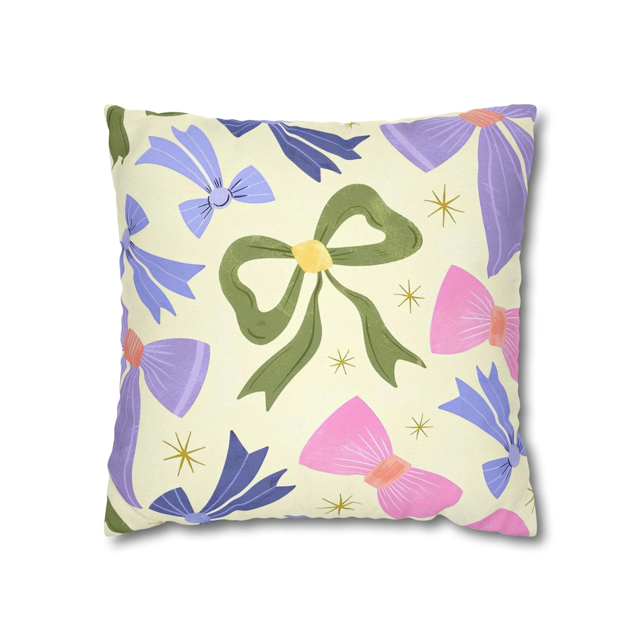 Colorful Festive Bows Cushion Cover - Spun Polyester Square Pillowcase - Available in 4 sizes