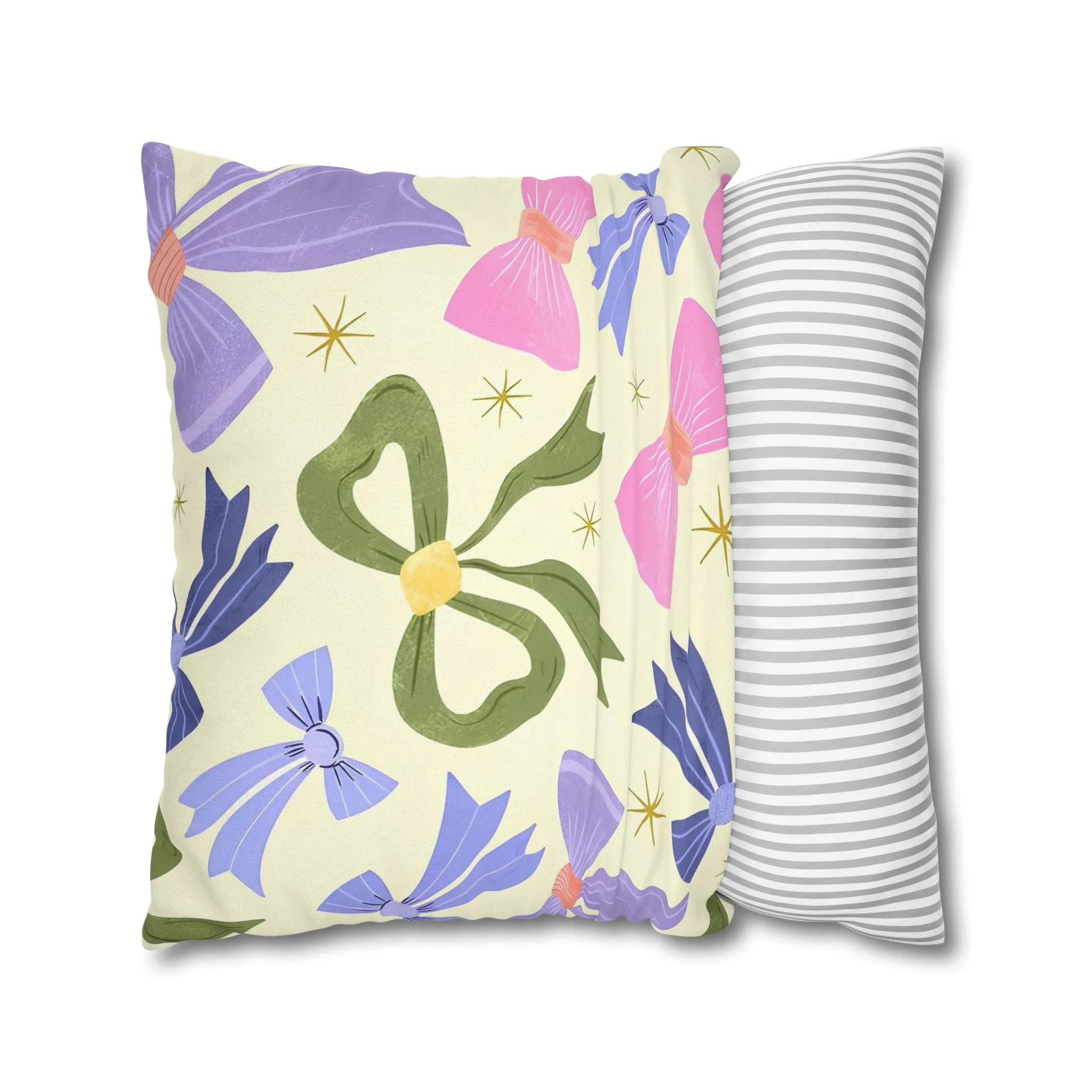 Colorful Festive Bows Cushion Cover - Spun Polyester Square Pillowcase - Available in 4 sizes