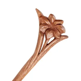 CrystalMood Handmade Carved Wood Hair Stick 7-Petal Flower