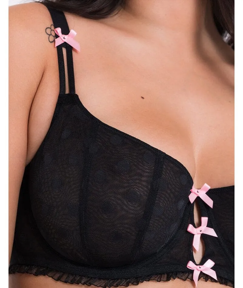 Curvy Kate Frill Me Balcony Bra - Black/Pink