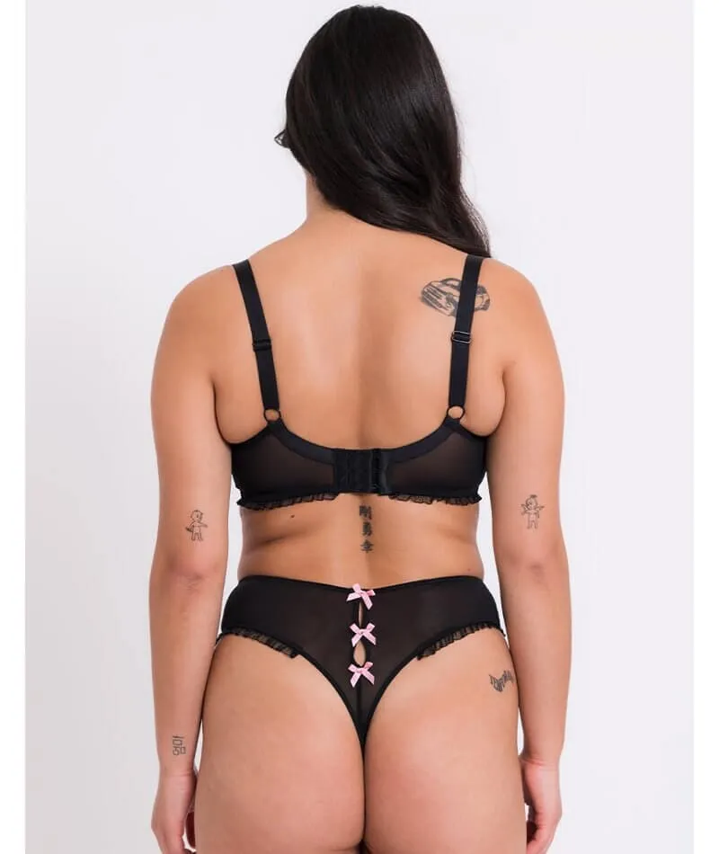 Curvy Kate Frill Me High Waist Thong - Black/Pink