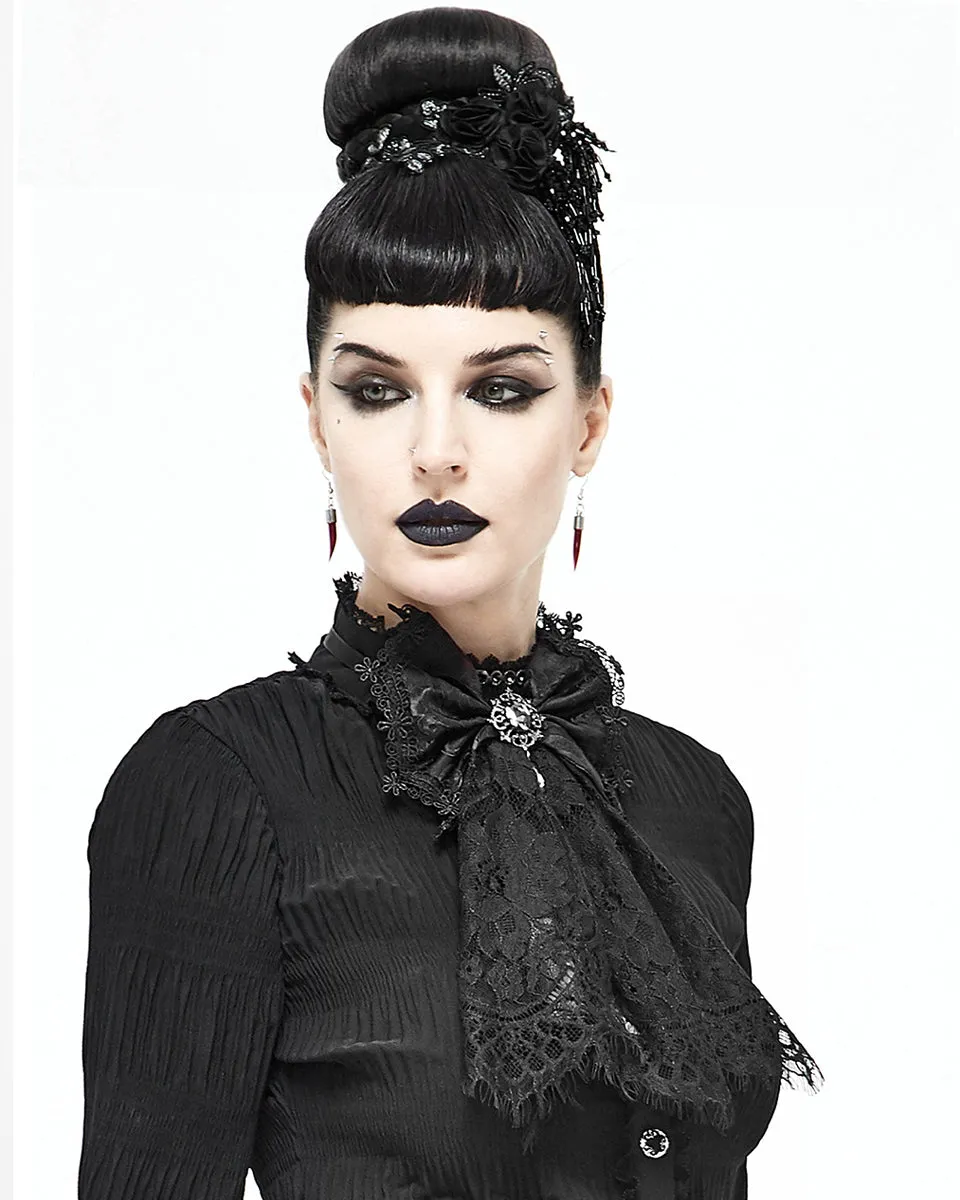 Devil Fashion Gothic Lace Bow Cravat - Black