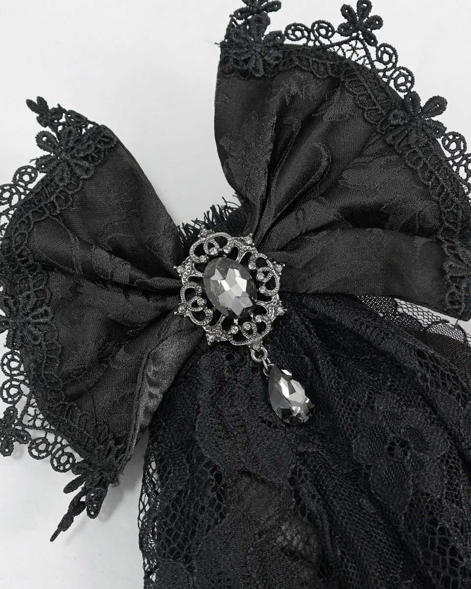 Devil Fashion Gothic Lace Bow Cravat - Black