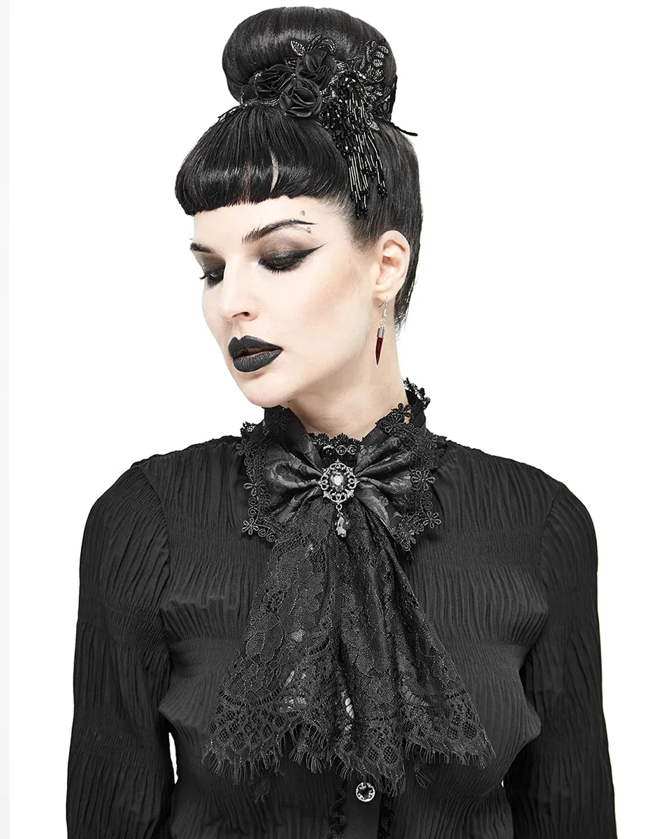 Devil Fashion Gothic Lace Bow Cravat - Black