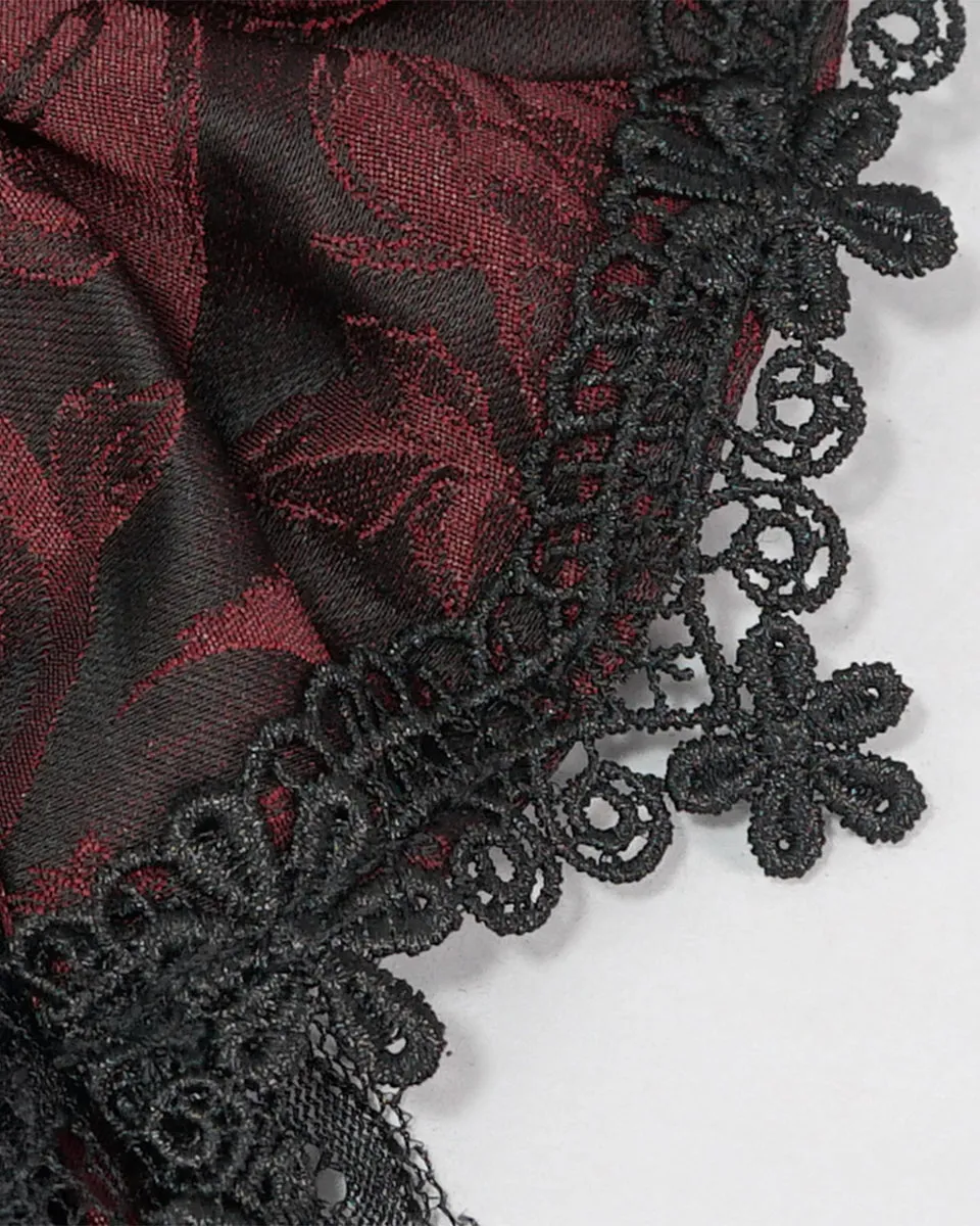 Devil Fashion Gothic Lace Bow Cravat - Red & Black