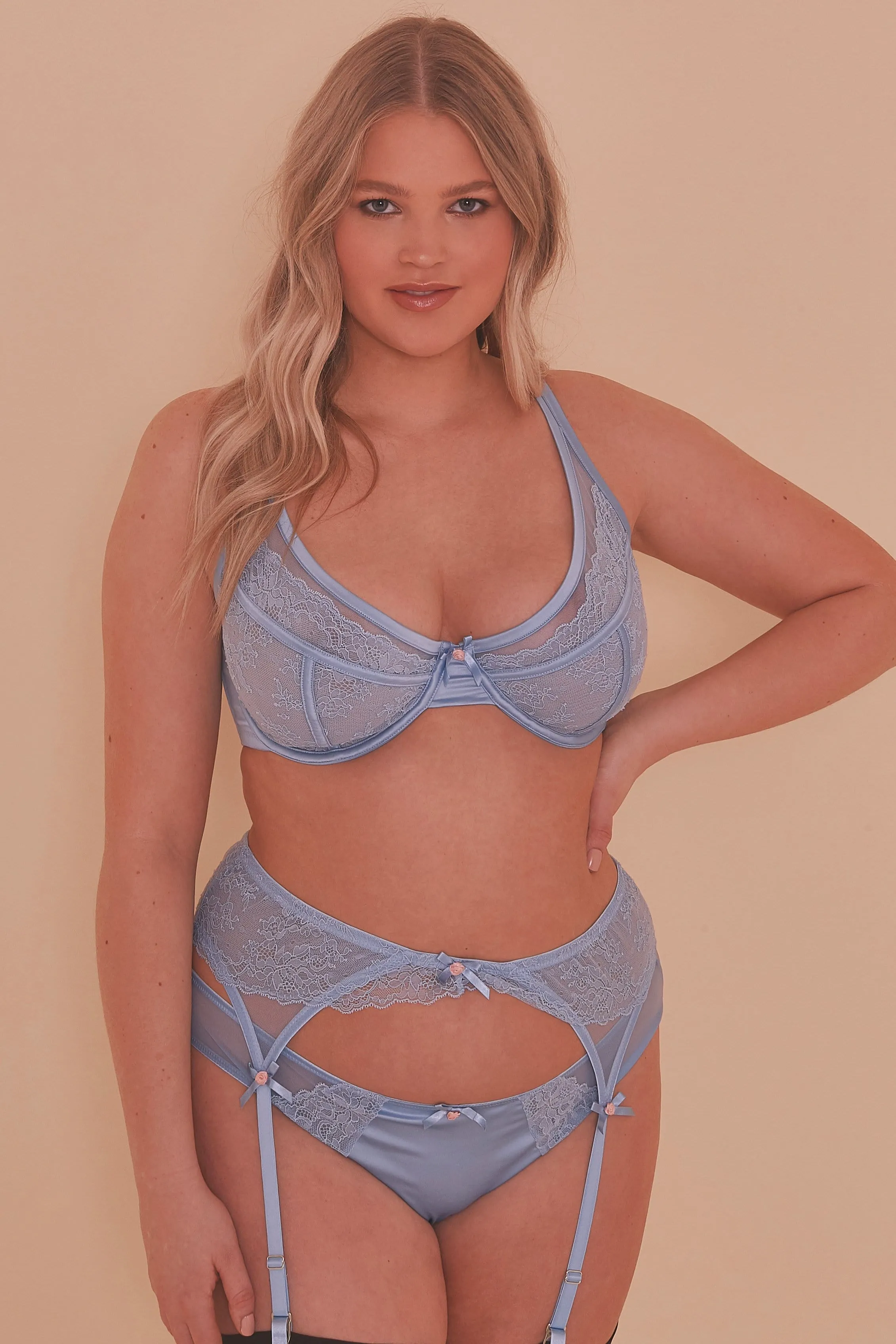 Felicity Hayward Sybil Baby Blue Suspender Curve