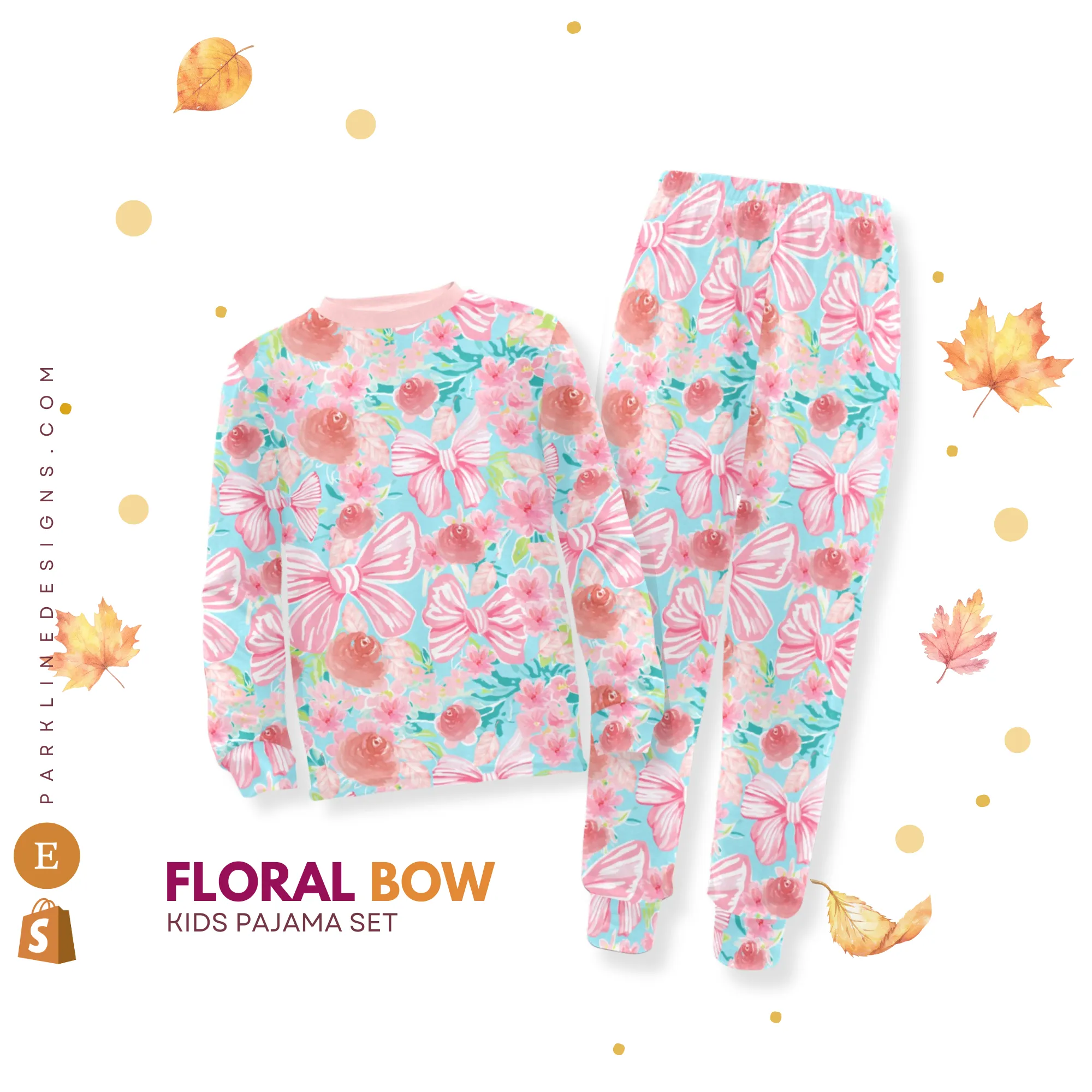 Floral Bow | Pajama Set for Girls | Sweet & Comfortable Sleepwear for Kids