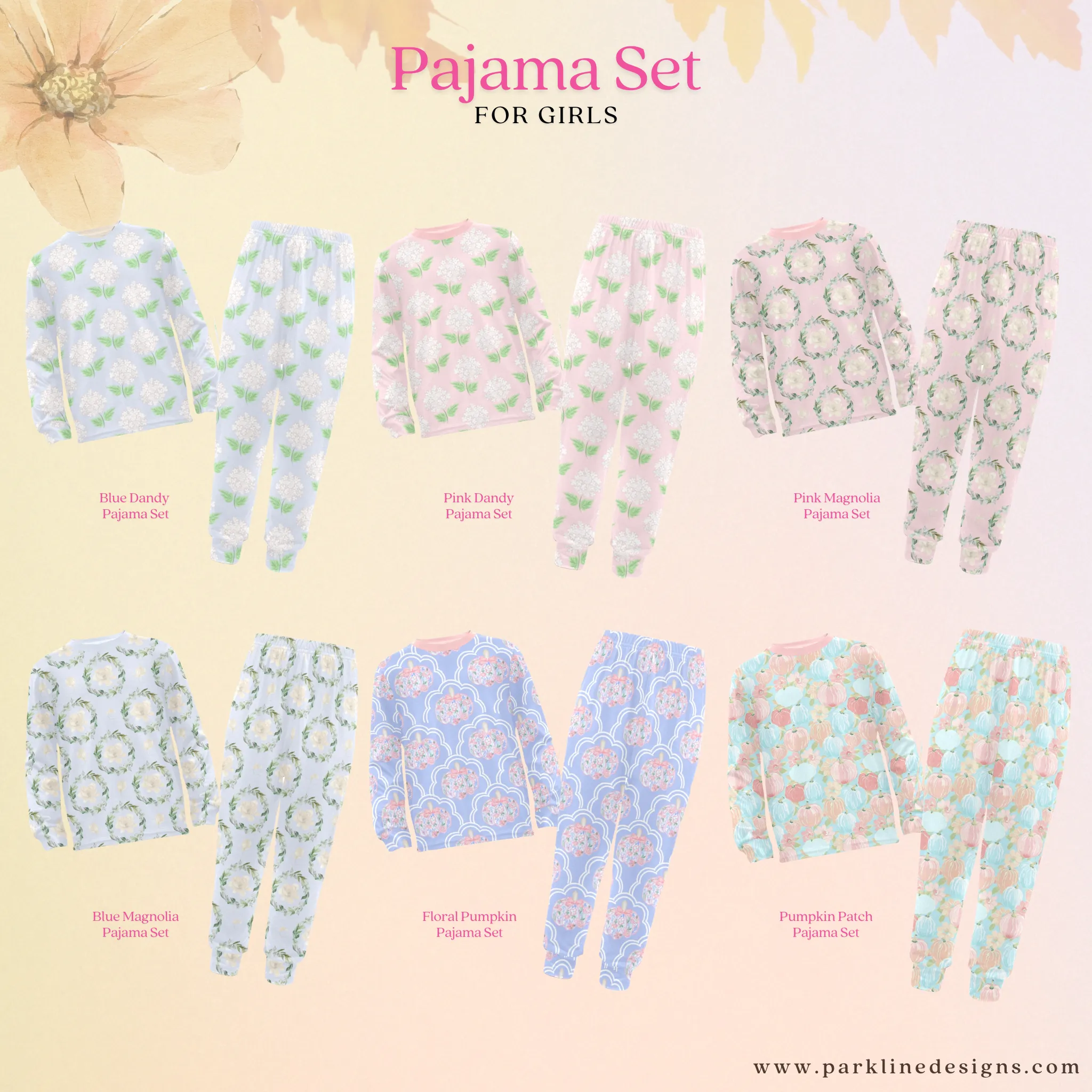 Floral Bow | Pajama Set for Girls | Sweet & Comfortable Sleepwear for Kids