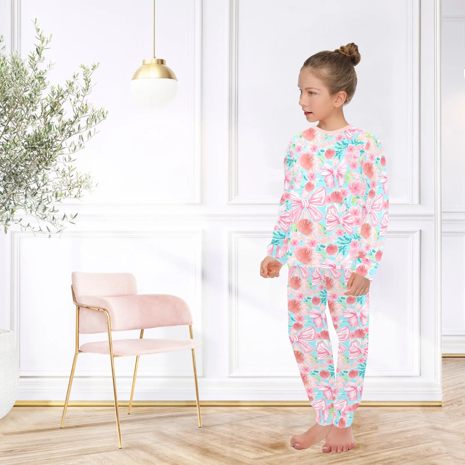 Floral Bow | Pajama Set for Girls | Sweet & Comfortable Sleepwear for Kids