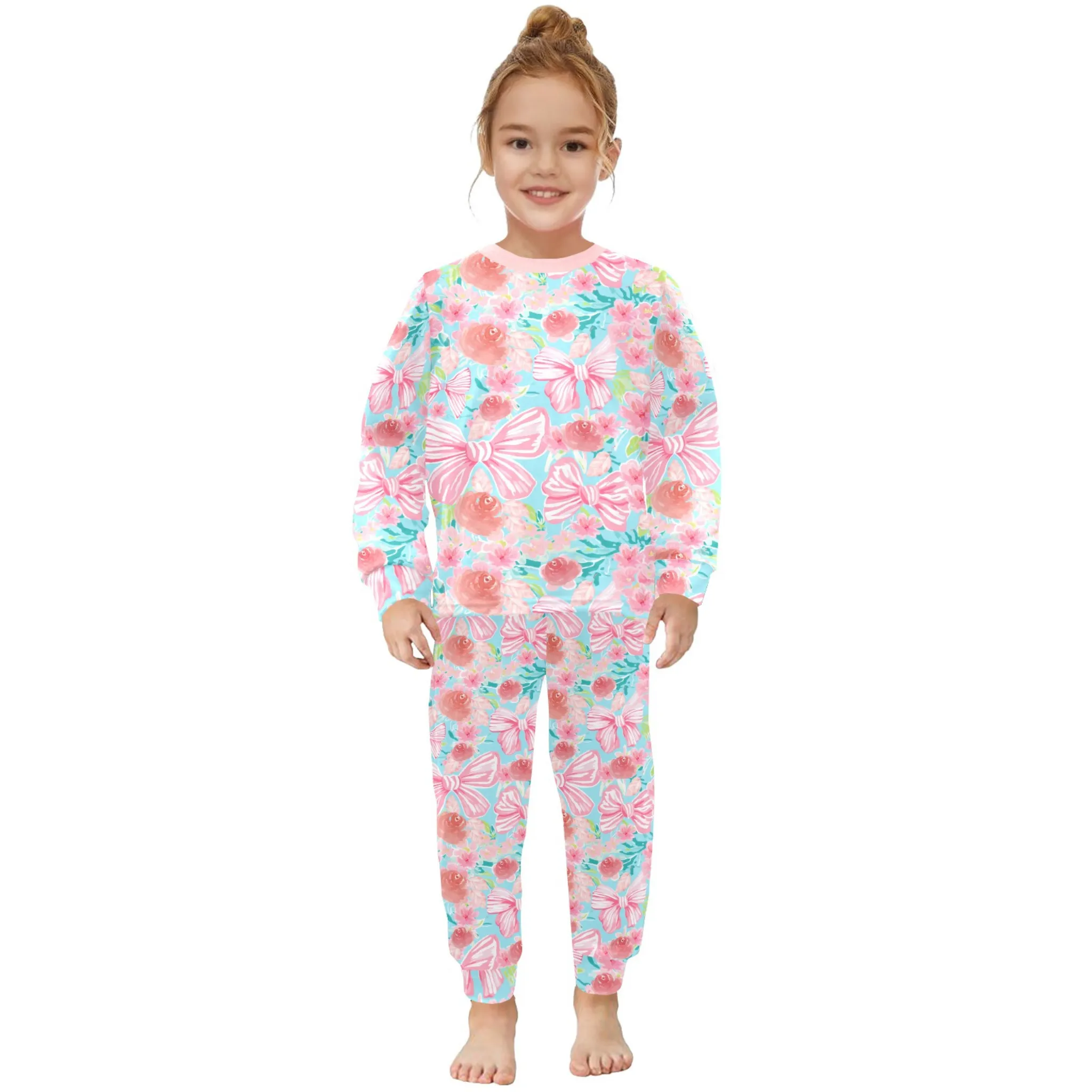 Floral Bow | Pajama Set for Girls | Sweet & Comfortable Sleepwear for Kids