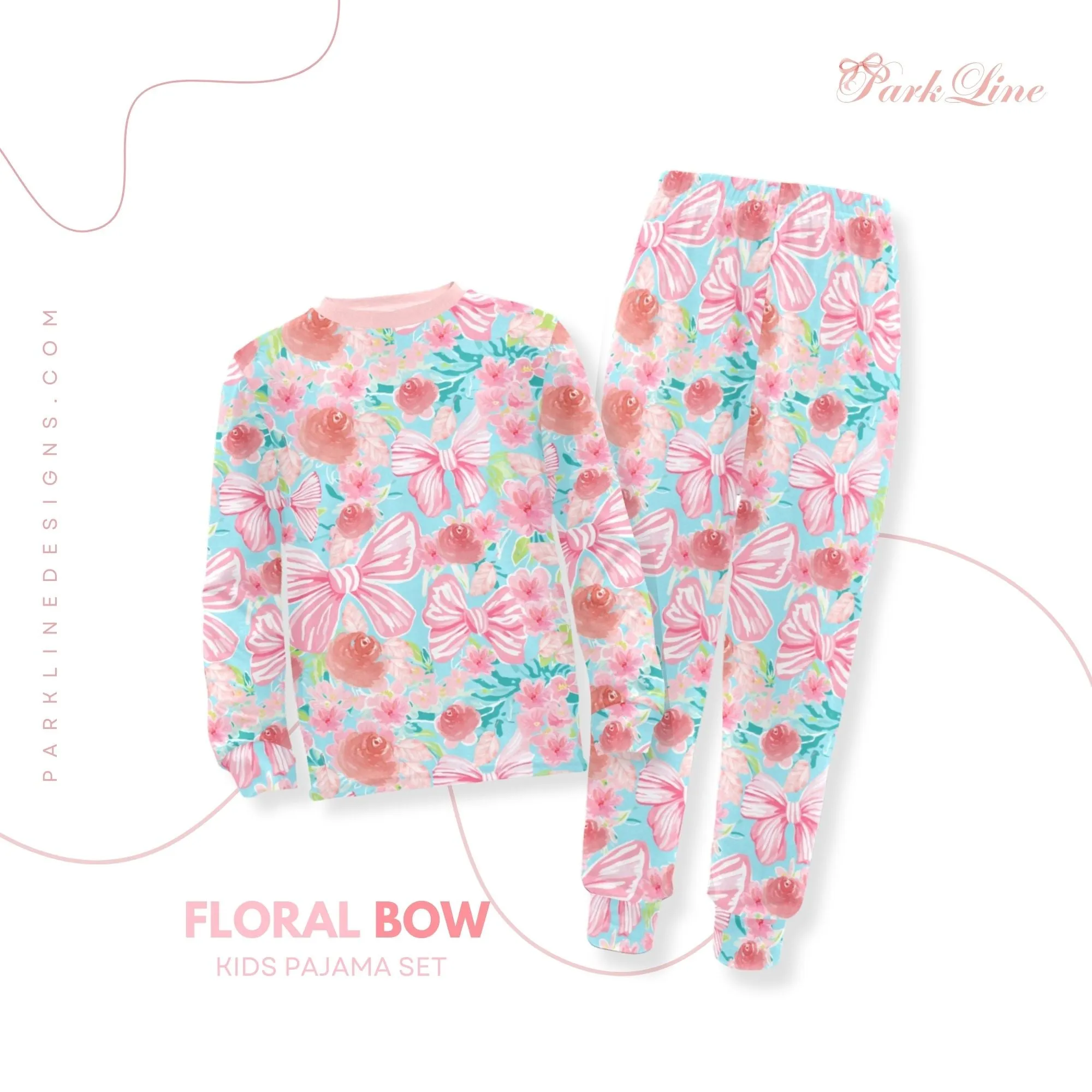 Floral Bow | Pajama Set for Girls | Sweet & Comfortable Sleepwear for Kids