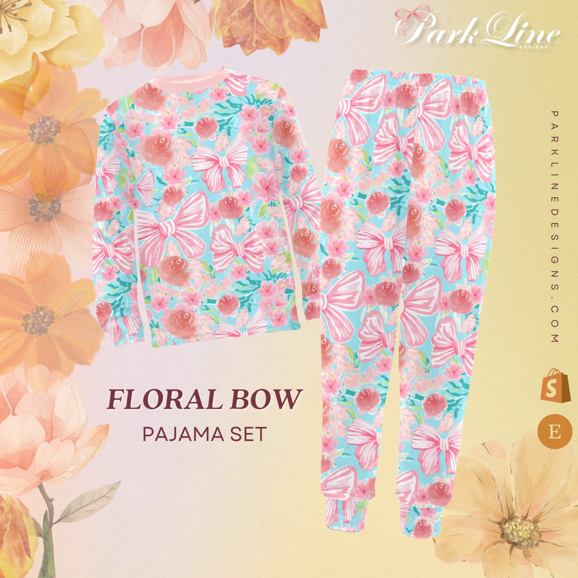 Floral Bow | Pajama Set for Girls | Sweet & Comfortable Sleepwear for Kids