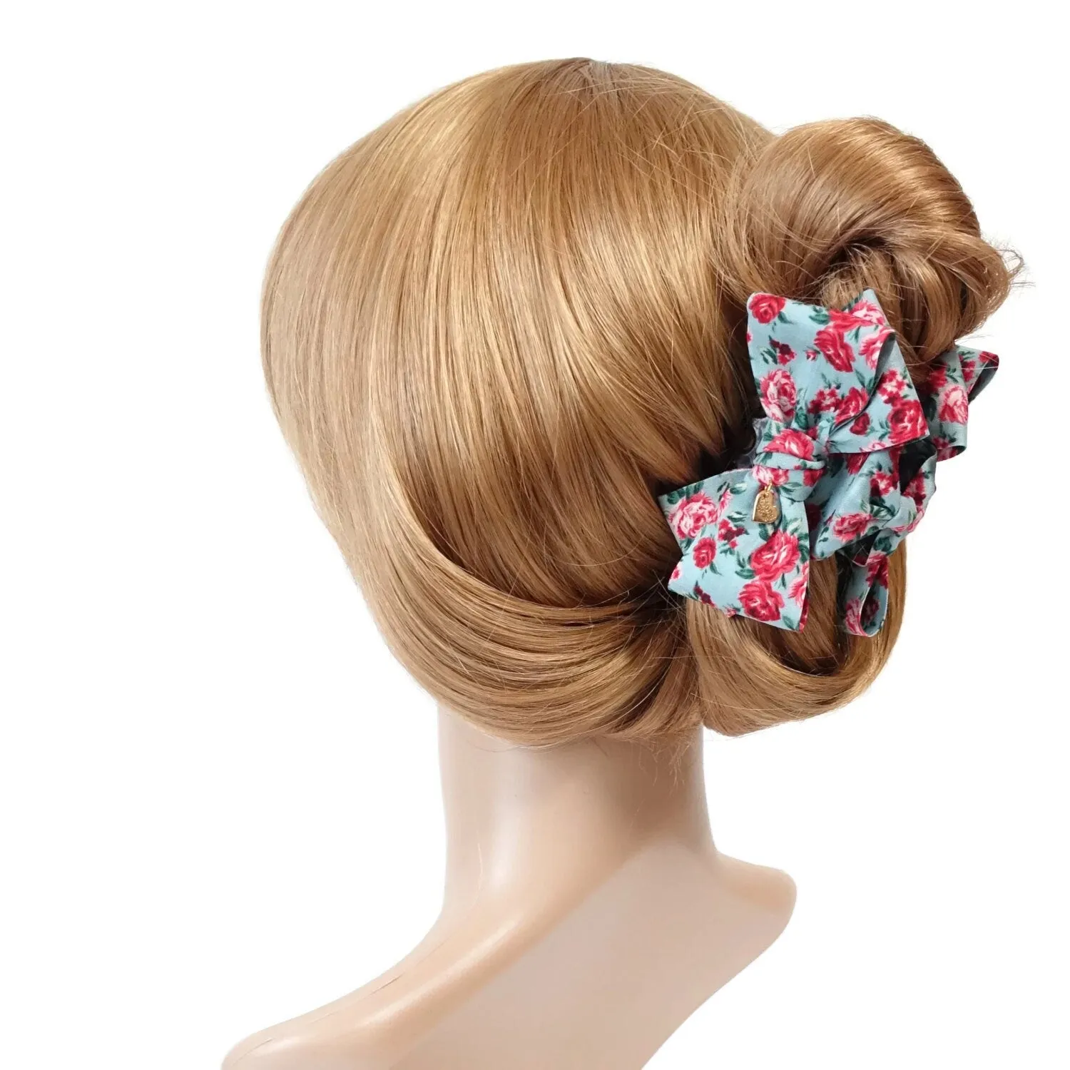 flower print floral hair bow claw women pretty bow hair clamp