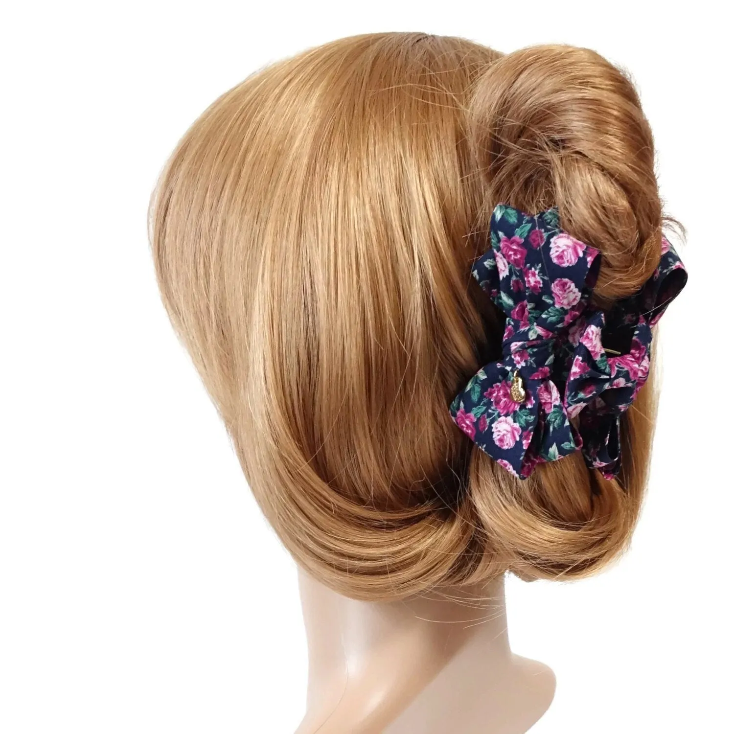 flower print floral hair bow claw women pretty bow hair clamp