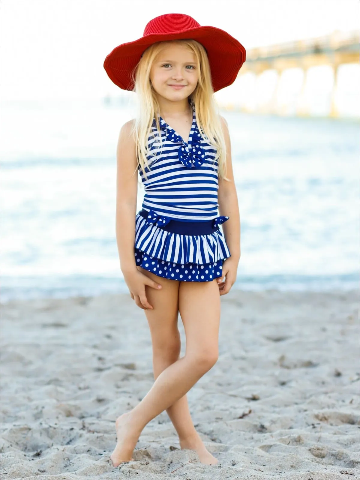 Girls Beachy Keen Bow One Piece Swimsuit